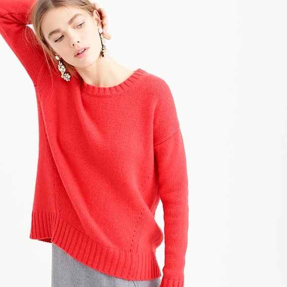 J. Crew Women's Wool Knit Tunic, Red Sweater NWT - Picture 3 of 5